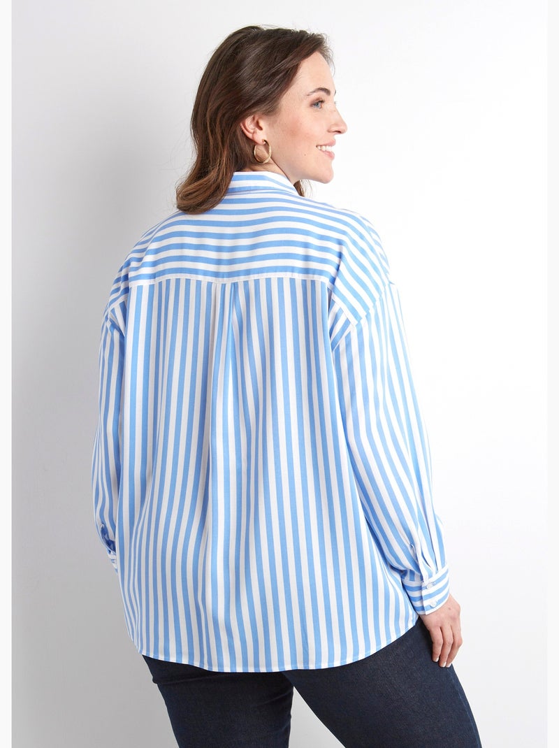 Blusa larga fluida de rayas con manga larga - Afibel Azul Blanco - Kiabi