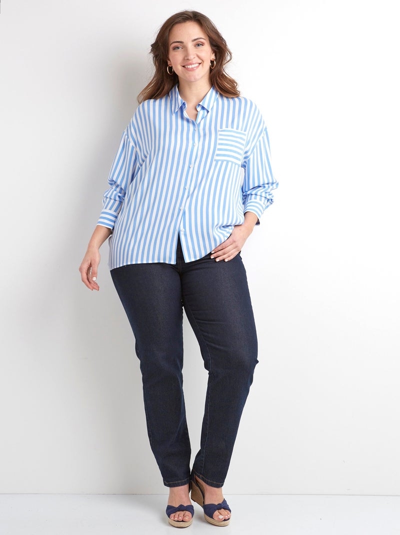 Blusa larga fluida de rayas con manga larga - Afibel Azul Blanco - Kiabi
