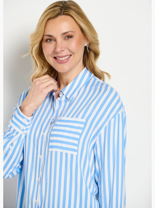 Blusa larga fluida de rayas con manga larga - Afibel - Kiabi