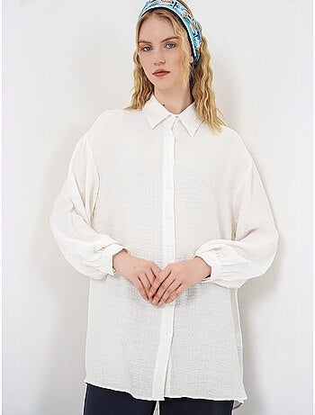 Blusa larga oversize texturizada con cuello de camisa bdart