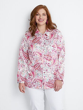 Blusa larga recta de raso con botones - Afibel