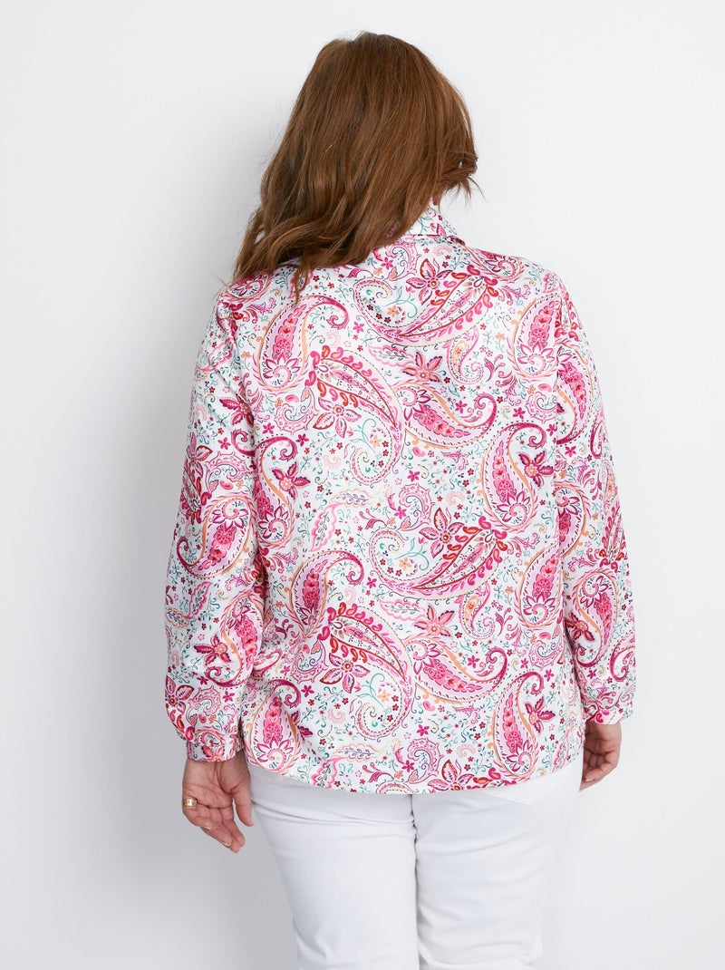 Blusa larga recta de raso con botones - Afibel Rosa - Kiabi