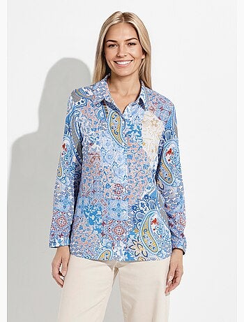 Blusa larga y fluida con botones y estampado paisley - AFIBEL