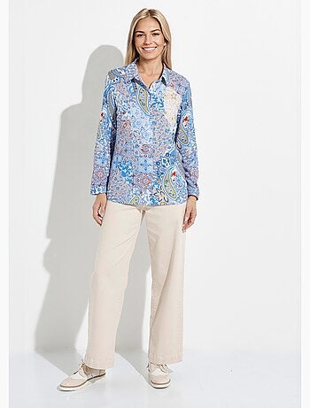 Blusa larga y fluida con botones y estampado paisley - AFIBEL