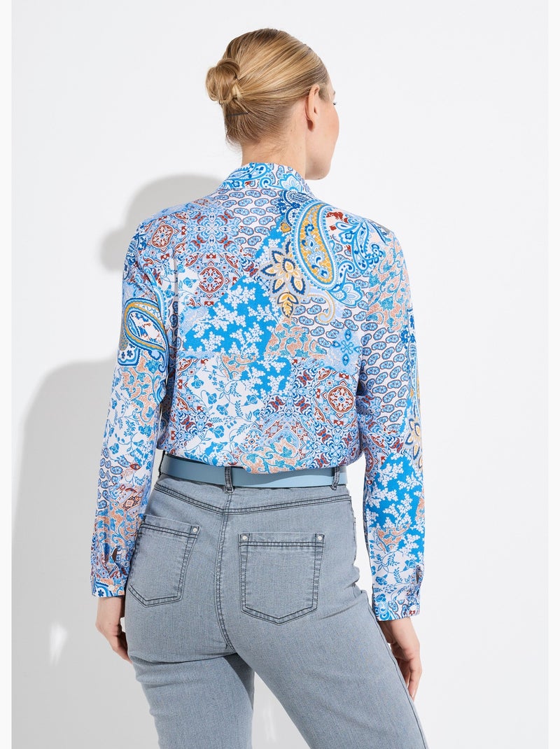 Blusa larga y fluida con botones y estampado paisley - AFIBEL Azul - Kiabi