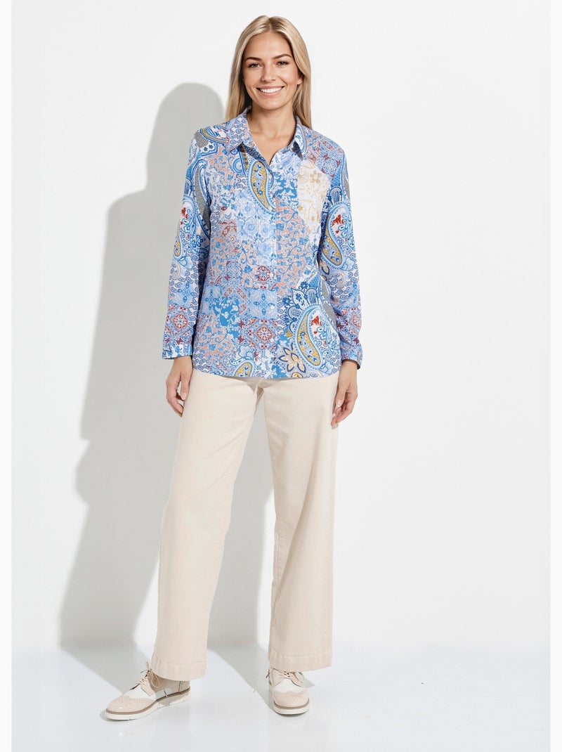 Blusa larga y fluida con botones y estampado paisley - AFIBEL Azul - Kiabi