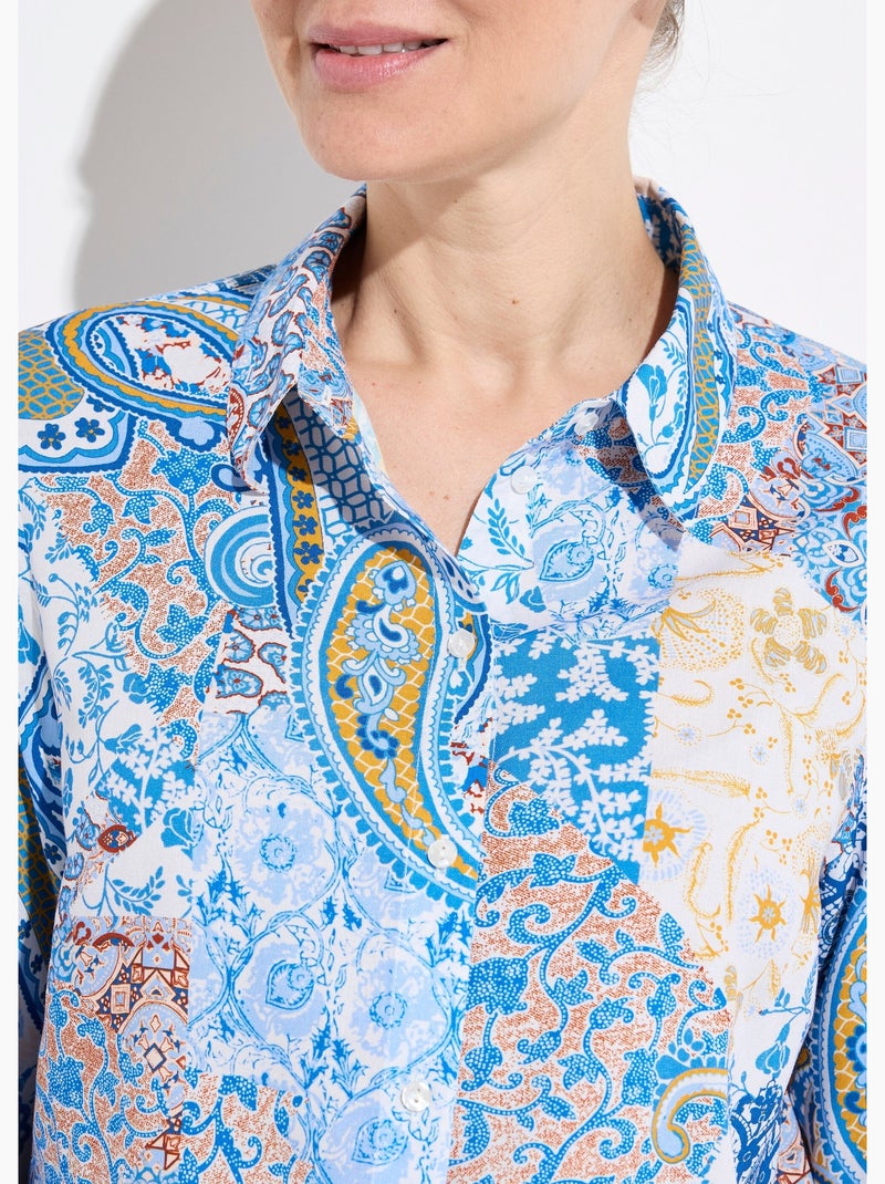 Blusa larga y fluida con botones y estampado paisley - AFIBEL Azul - Kiabi