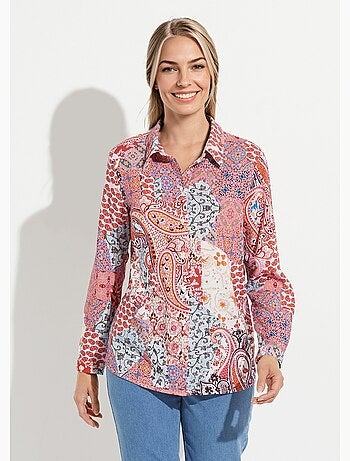 Blusa larga y fluida con botones y estampado paisley - AFIBEL