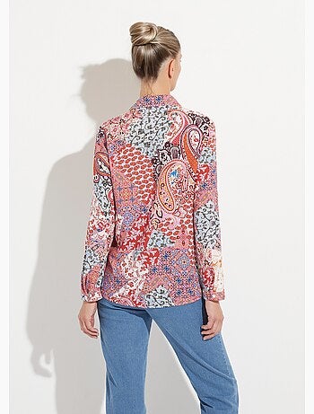 Blusa larga y fluida con botones y estampado paisley - AFIBEL