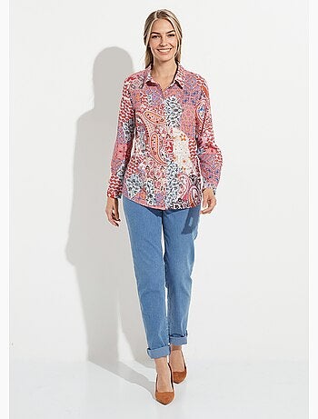 Blusa larga y fluida con botones y estampado paisley - AFIBEL