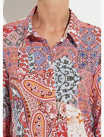 Blusa larga y fluida con botones y estampado paisley - AFIBEL
