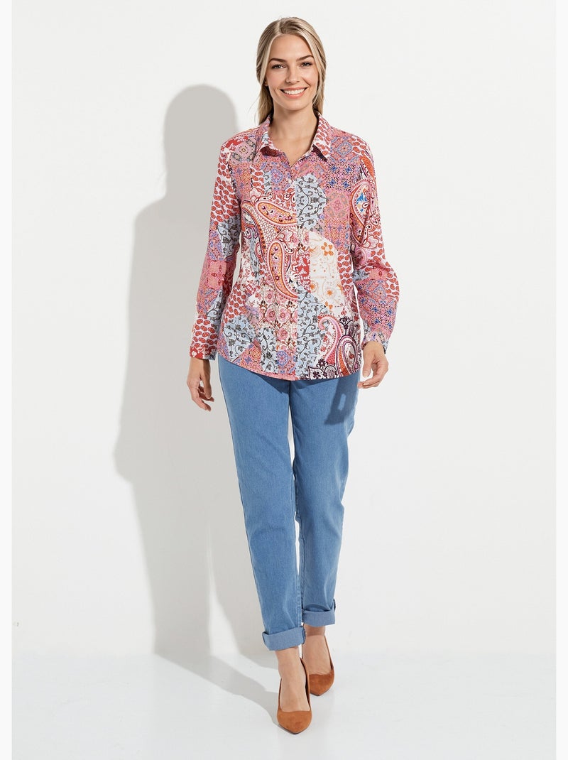Blusa larga y fluida con botones y estampado paisley - AFIBEL Rosa - Kiabi