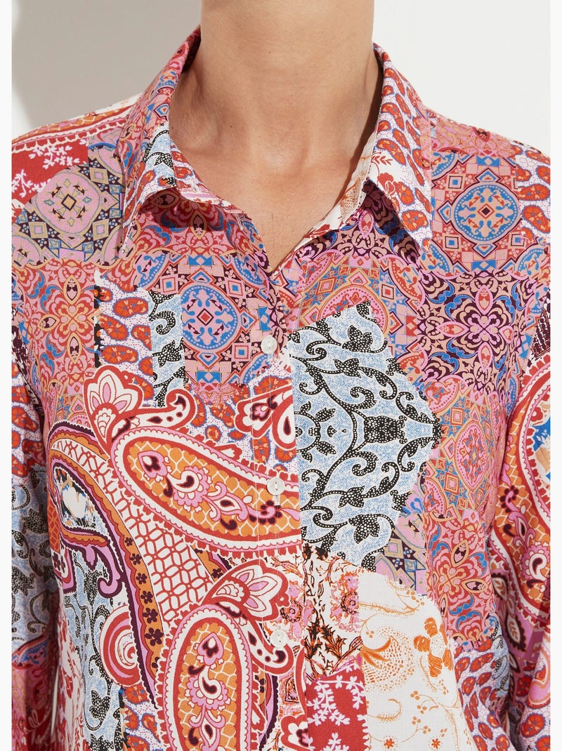 Blusa larga y fluida con botones y estampado paisley - AFIBEL Rosa - Kiabi