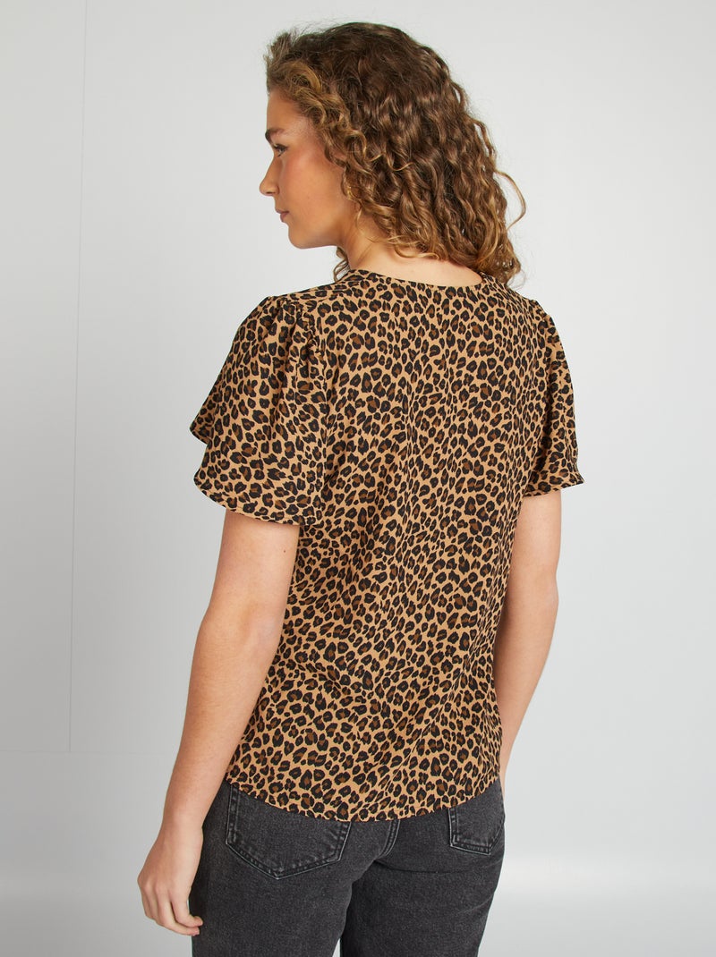 Blusa ligera con volante BEIGE - Kiabi