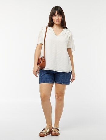 Blusa ligera con volante de plumeti