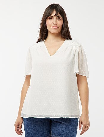 Blusa ligera con volante de plumeti