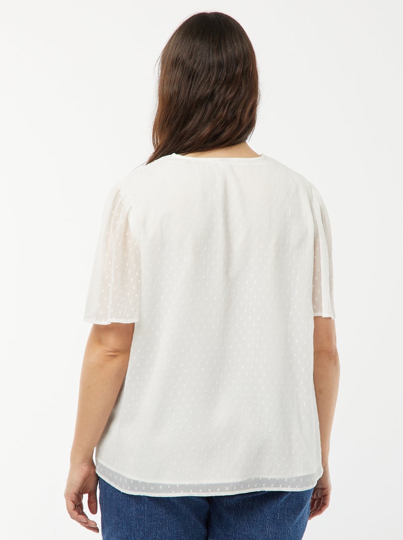 Blusa ligera con volante de plumeti BLANCO - Kiabi