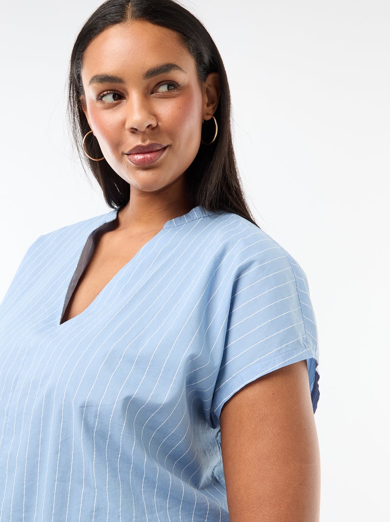 Blusa ligera de manga corta Azul - Kiabi