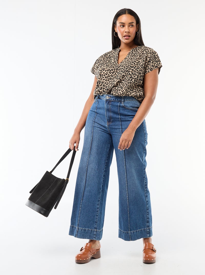 Blusa ligera de manga corta Beige - Kiabi