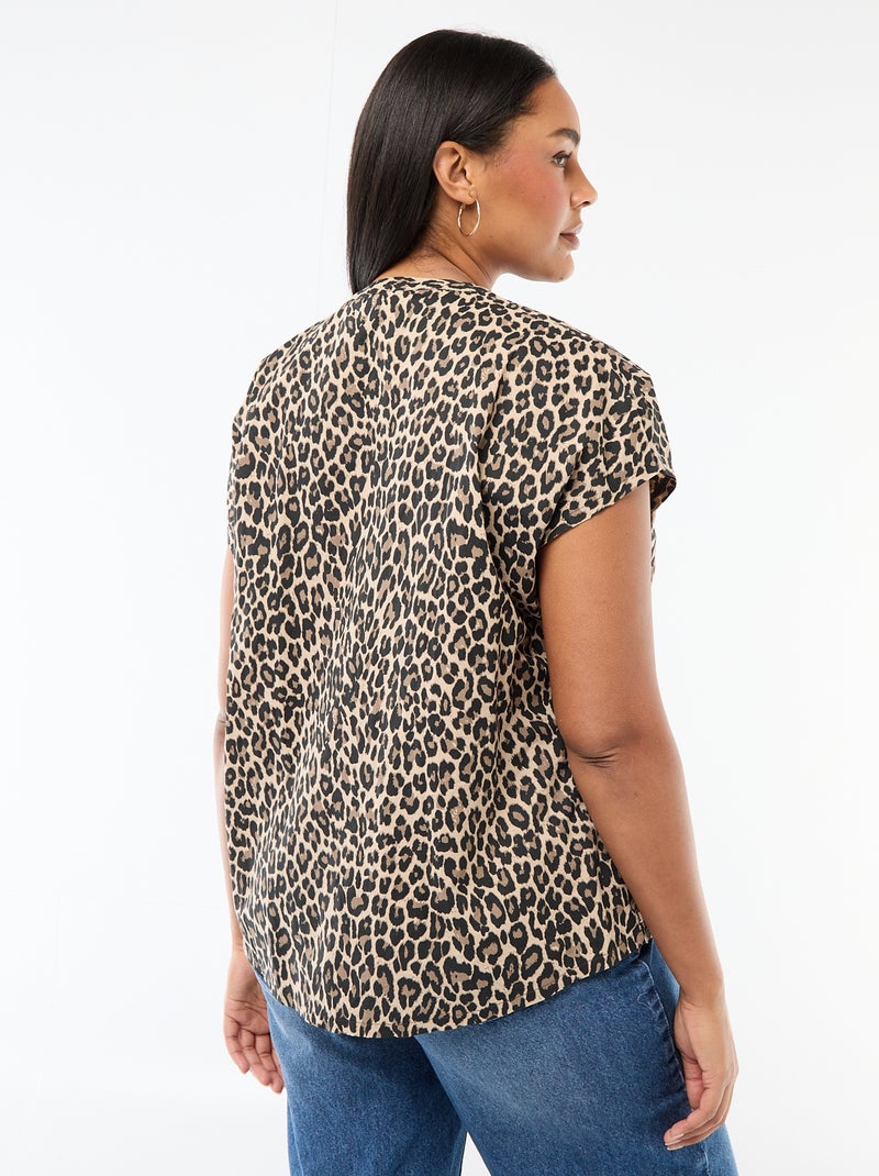 Blusa ligera de manga corta Beige - Kiabi