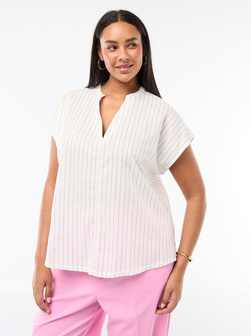 Blusa ligera de manga corta Blanco - Kiabi