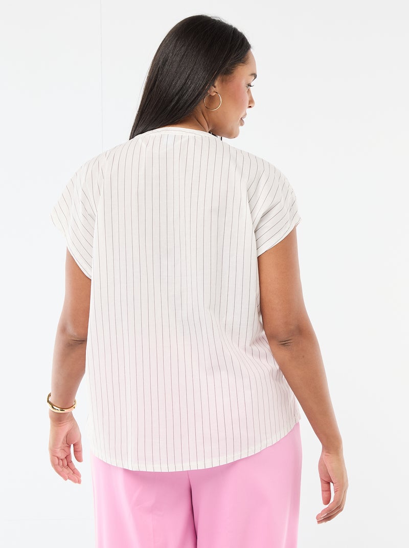 Blusa ligera de manga corta Blanco - Kiabi