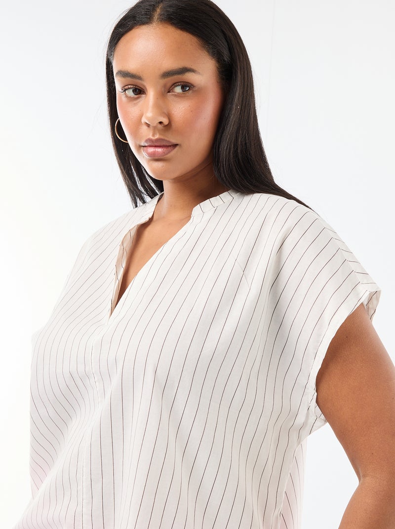 Blusa ligera de manga corta Blanco - Kiabi