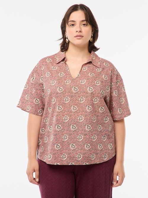 Blusa ligera de manga corta con motivo - Kiabi