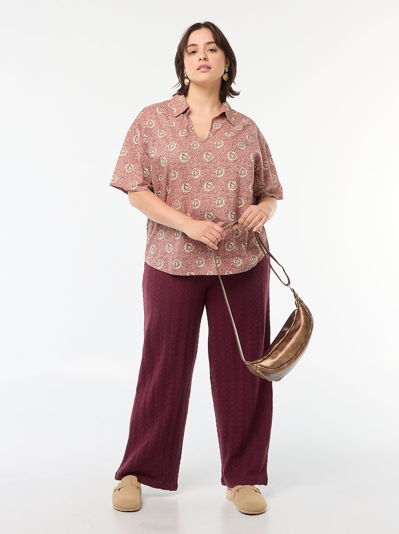 Blusa ligera de manga corta con motivo Rosa - Kiabi