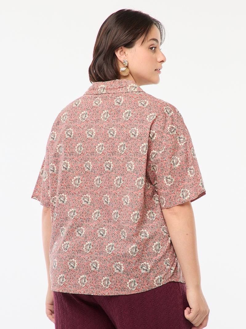 Blusa ligera de manga corta con motivo Rosa - Kiabi