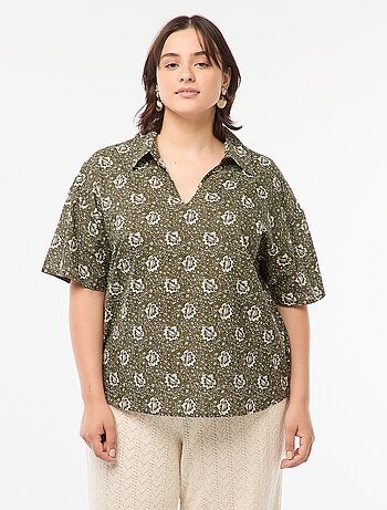 Blusa ligera de manga corta con motivo
