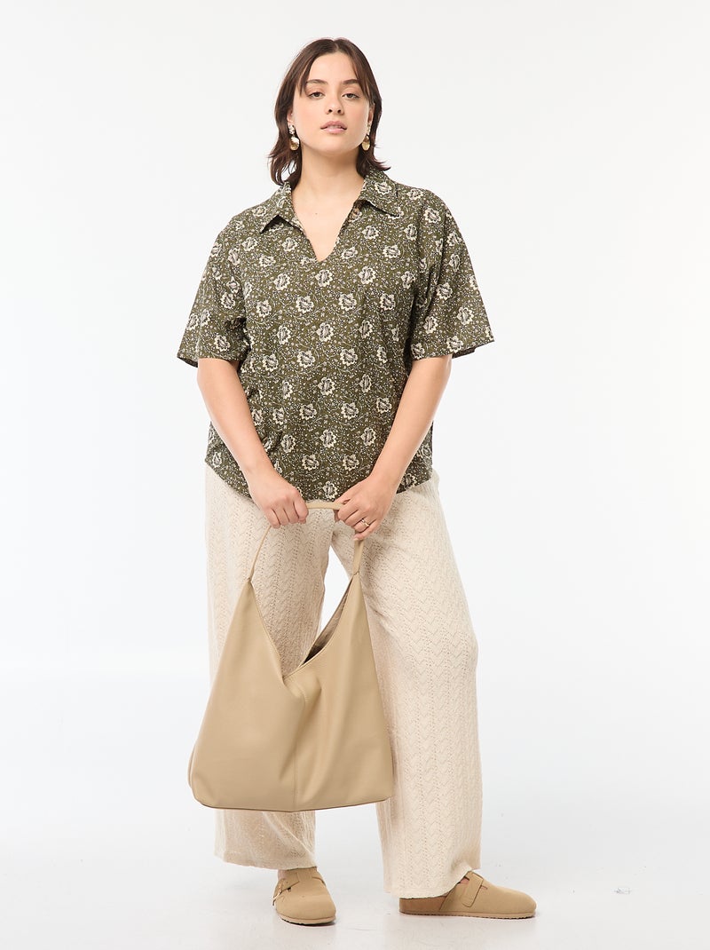 Blusa ligera de manga corta con motivo Verde - Kiabi