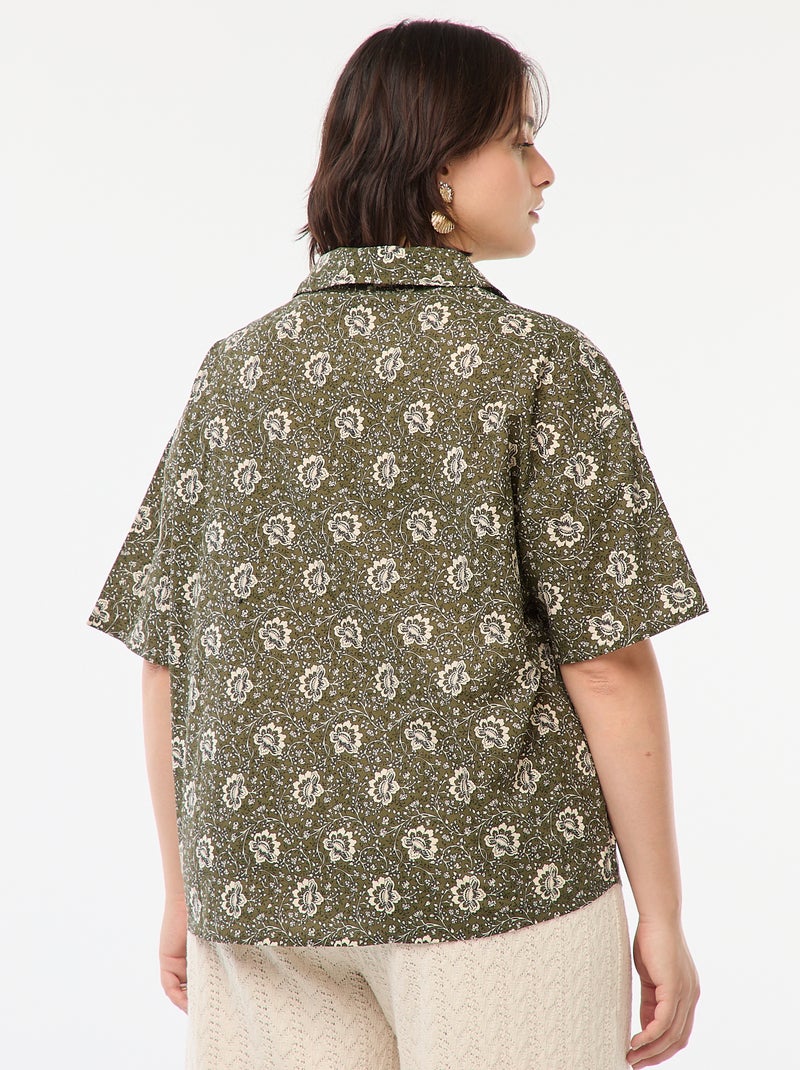 Blusa ligera de manga corta con motivo Verde - Kiabi