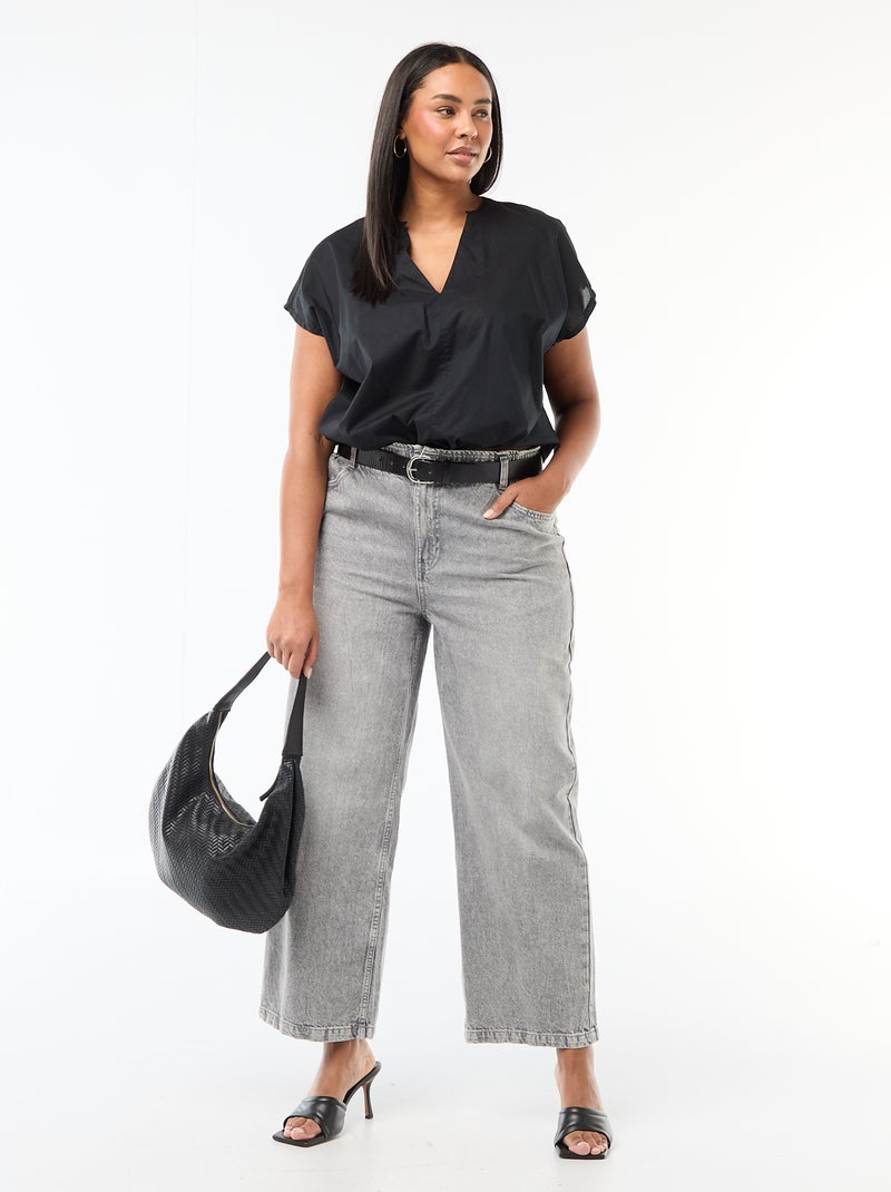 Blusa ligera de manga corta Negro - Kiabi