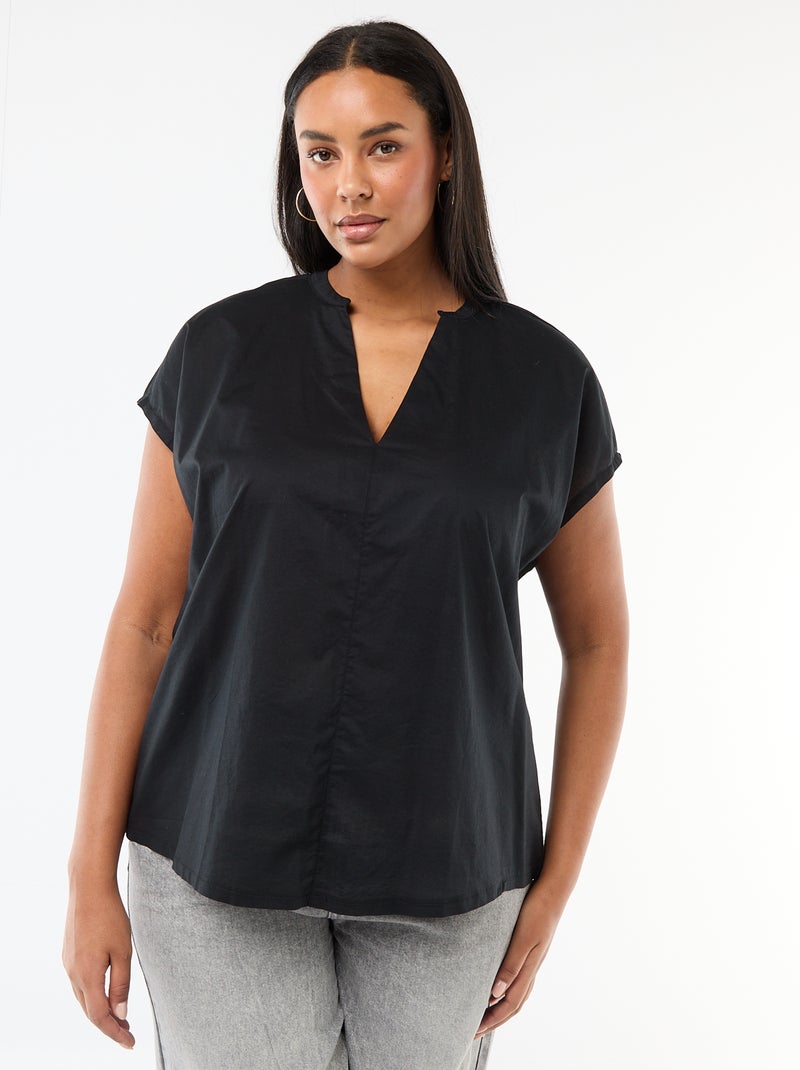Blusa ligera de manga corta Negro - Kiabi
