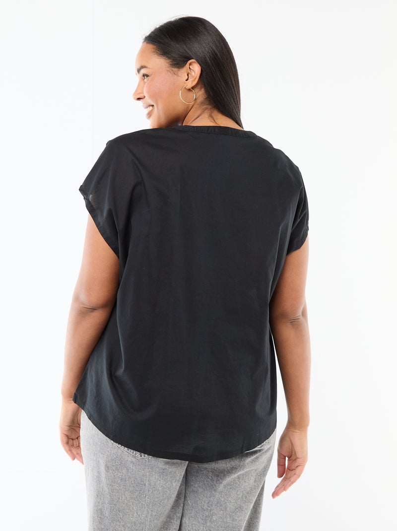 Blusa ligera de manga corta Negro - Kiabi