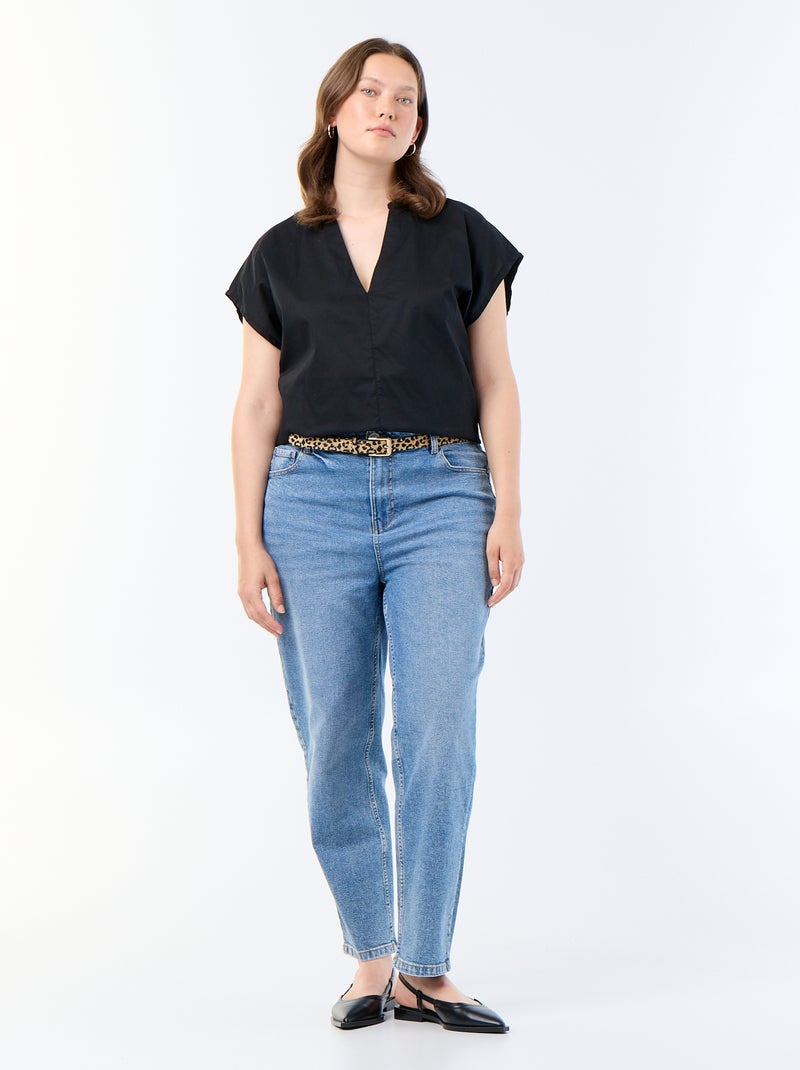 Blusa ligera de manga corta Negro - Kiabi