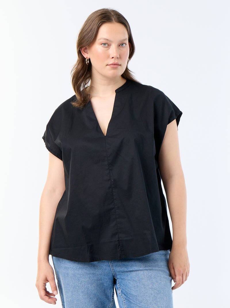 Blusa ligera de manga corta Negro - Kiabi