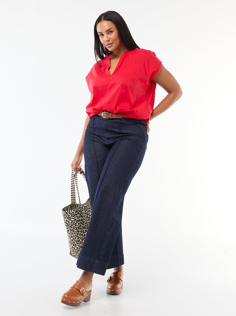 Blusa ligera de manga corta Rojo - Kiabi