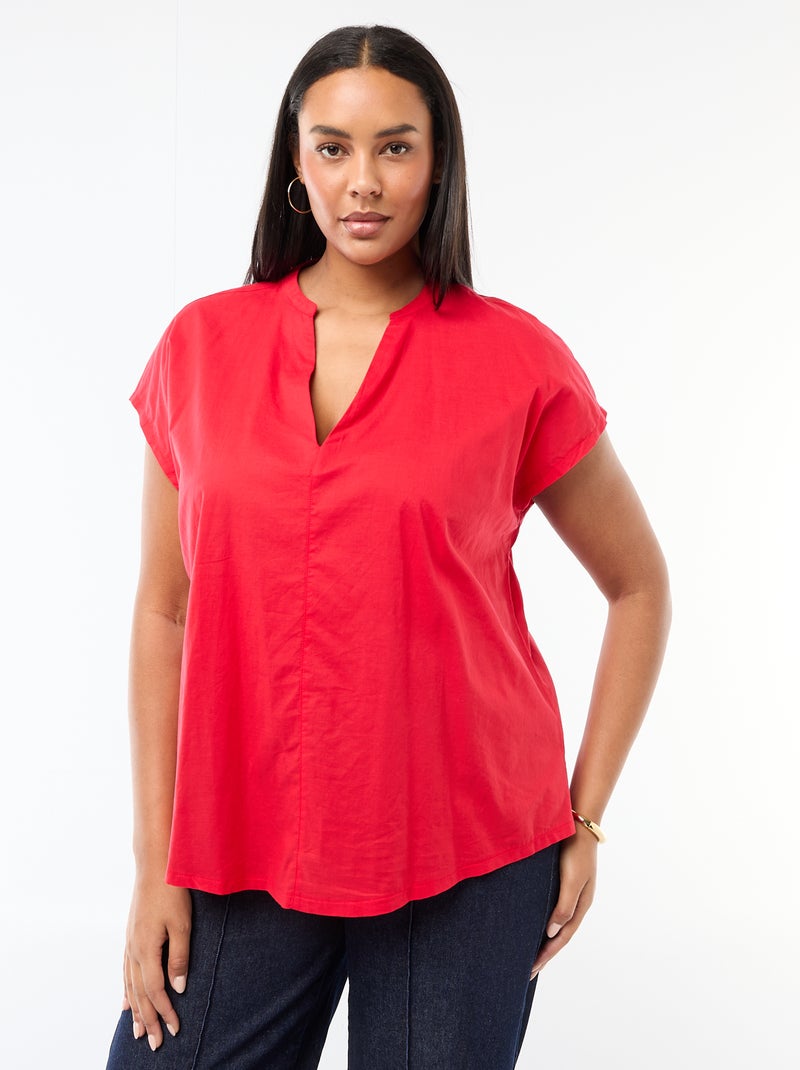 Blusa ligera de manga corta Rojo - Kiabi