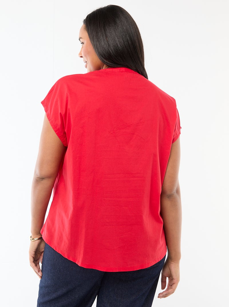 Blusa ligera de manga corta Rojo - Kiabi