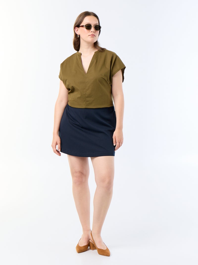 Blusa ligera de manga corta Verde - Kiabi