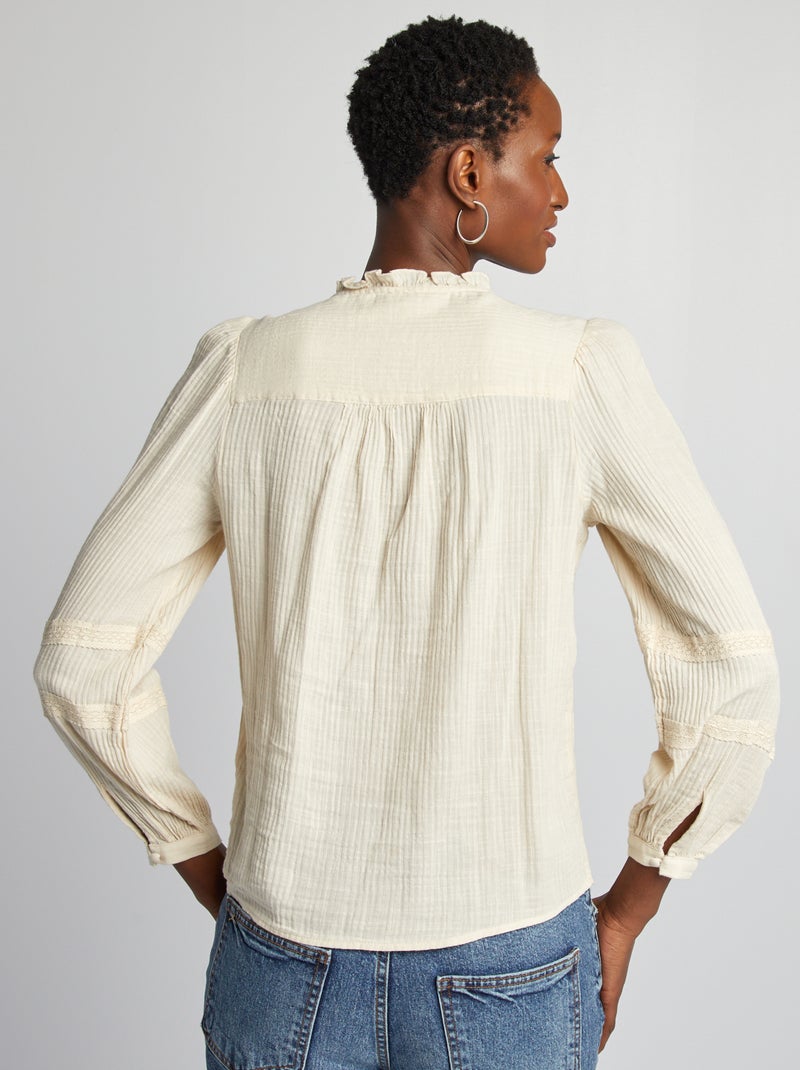 Blusa ligera de manga larga BEIGE - Kiabi