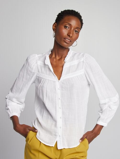 Camisa blanca mujer kiabi sale