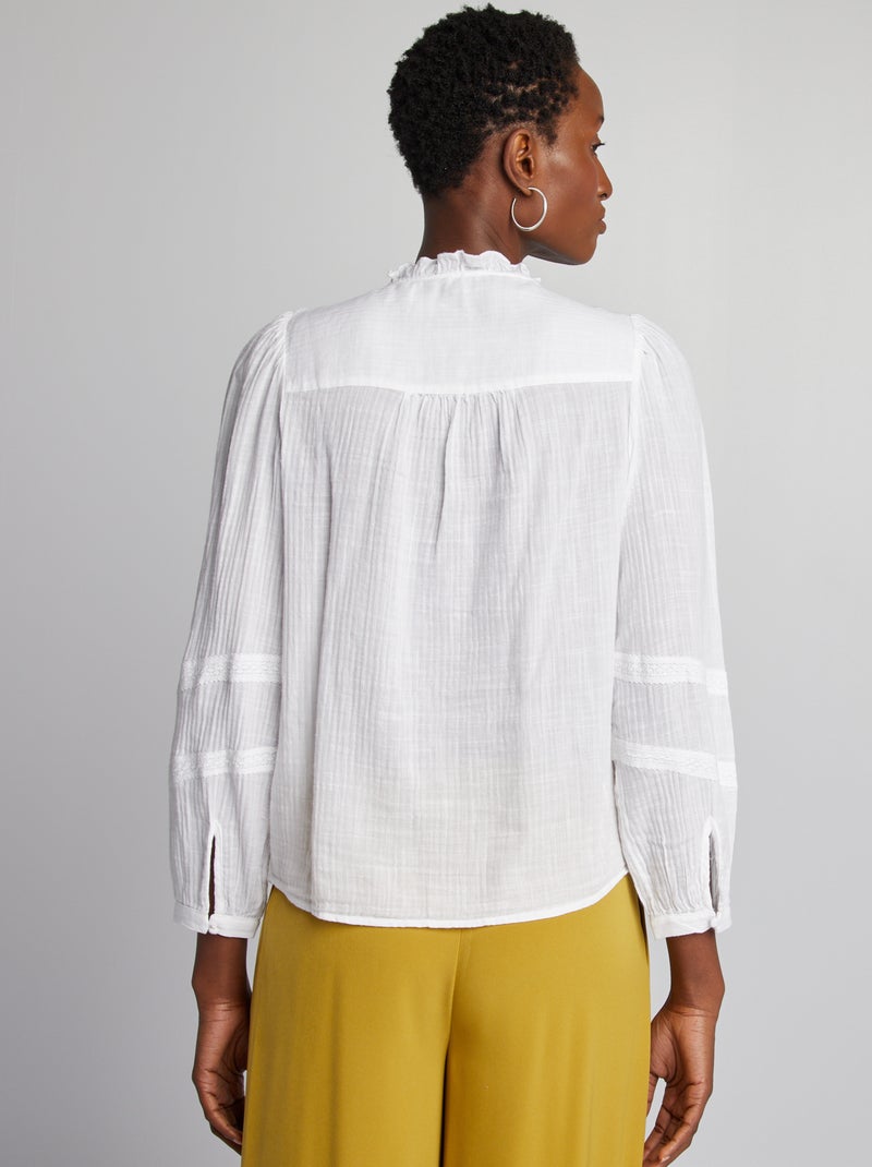 Blusa ligera de manga larga blanco - Kiabi