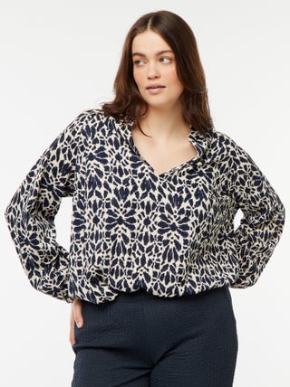 Blusa ligera de manga larga con motivo