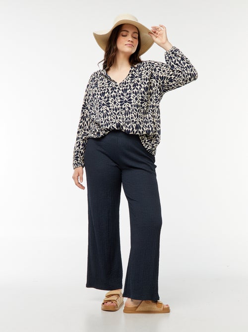 Blusa ligera de manga larga con motivo - Kiabi