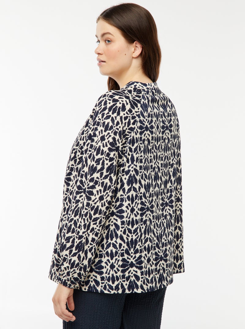 Blusa ligera de manga larga con motivo Azul - Kiabi