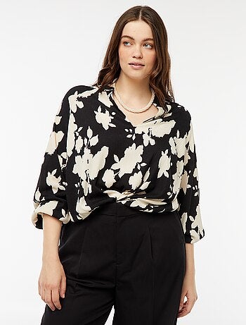 Blusa ligera de manga larga con motivo