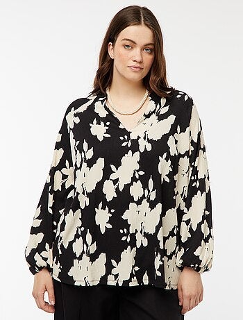 Blusa ligera de manga larga con motivo